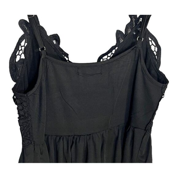 Sexy Contrast Lace V-Neck Cami Top Spaghetti Strap Tank V Neck Black Size Small - Picture 9 of 12